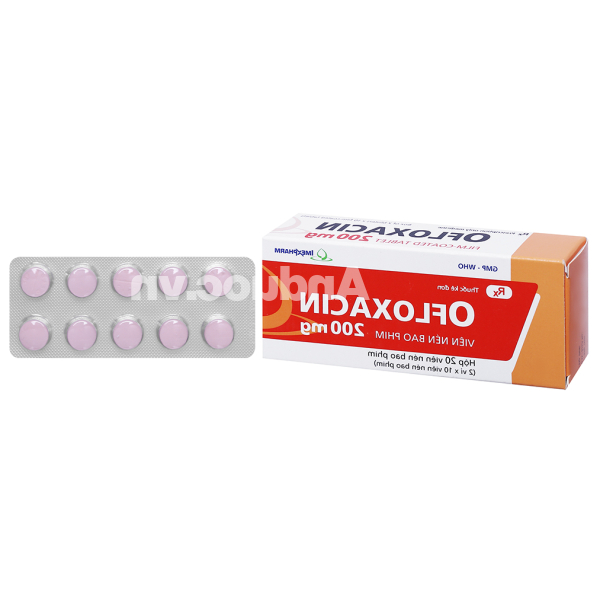 Ofloxacin Imexpharm 200mg trị nhiễm khuẩn (2 vỉ x 10 viên)