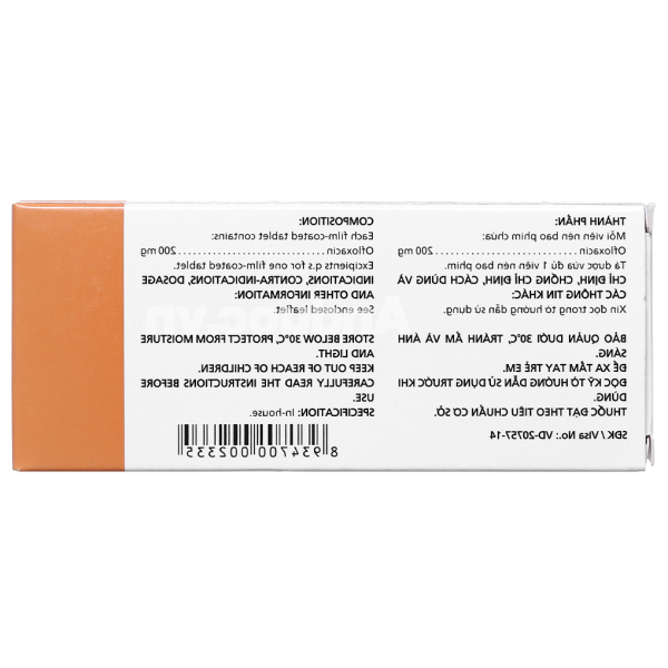 Ofloxacin Imexpharm 200mg trị nhiễm khuẩn (2 vỉ x 10 viên)