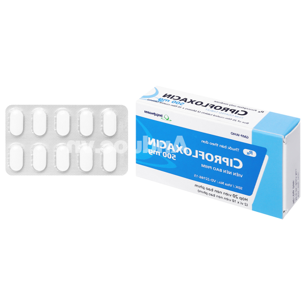 Ciprofloxacin 500mg Imexpharm trị nhiễm khuẩn (2 vỉ x 10 viên)