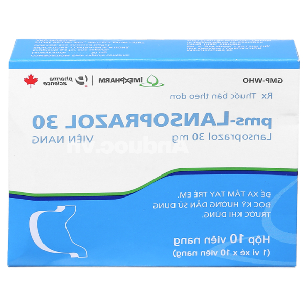 Pms-Lansoprazol 30 trị trào ngược dạ dày, thực quản (1 vỉ x 10 viên)