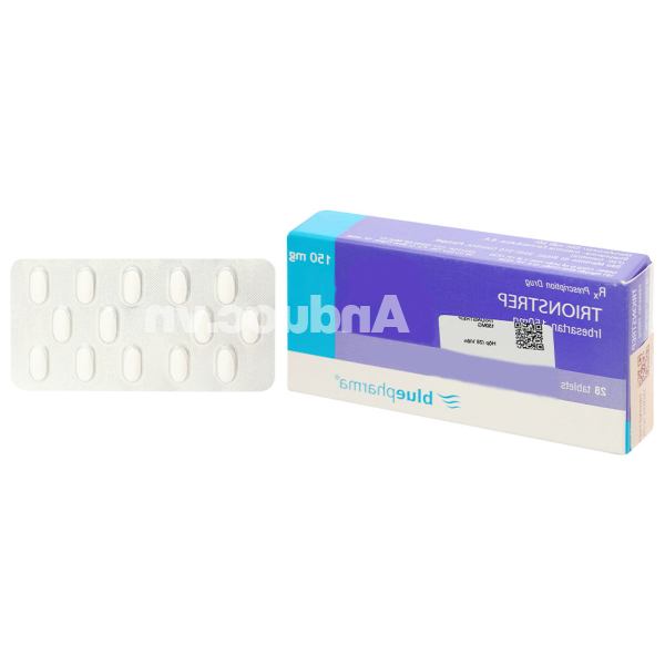 Trionstrep 150mg trị tăng huyết áp, bệnh thận do đái tháo đường (2 vỉ x 14 viên)