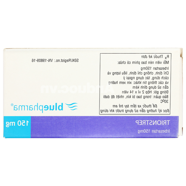 Trionstrep 150mg trị tăng huyết áp, bệnh thận do đái tháo đường (2 vỉ x 14 viên)