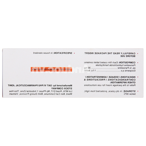 Parokey-30 trị trầm cảm, rối loạn ám ảnh cưỡng chế (6 vỉ x 10 viên)