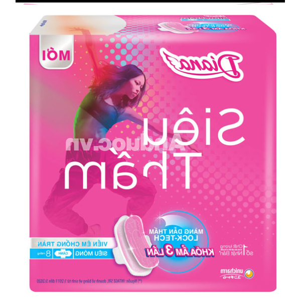 Băng vệ sinh Diana siêu thấm, siêu mỏng cánh gói 8 miếng