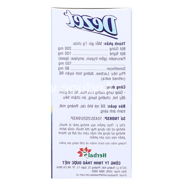 Bột Dezet hỗ trợ giảm đầy bụng, khó tiêu hộp 10 gói x 7g