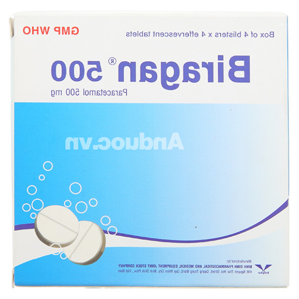 Viên sủi Biragan 500 giảm đau, hạ sốt (4 vỉ x 4 viên)