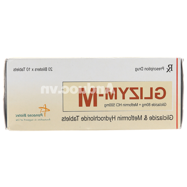 Glizym-M 80mg/500mg trị tiểu đường tuýp 2 không phụ thuộc insulin (20 vỉ x 10 viên)