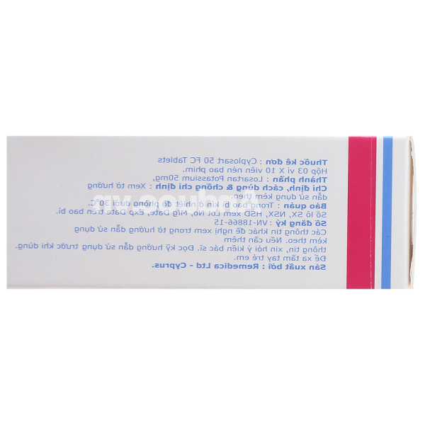Cyplosart 50 trị tăng huyết áp (3 vỉ x 10 viên)