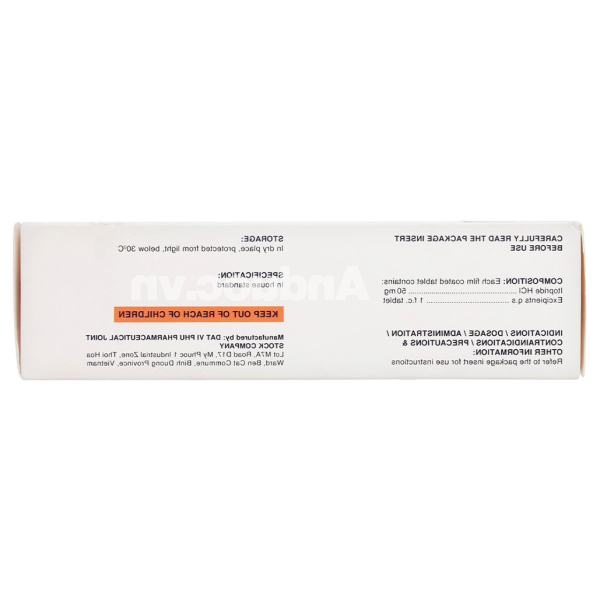 Toulalan 50mg trị triệu chứng dạ dày - ruột như chướng bụng, chán ăn (6 vỉ x 10 viên)