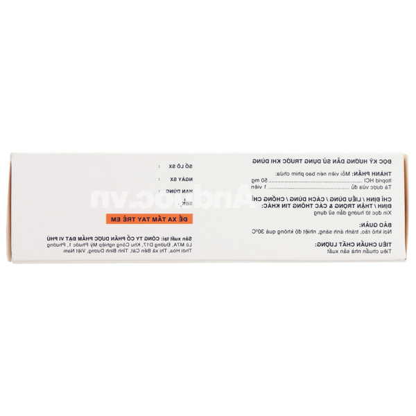 Toulalan 50mg trị triệu chứng dạ dày - ruột như chướng bụng, chán ăn (6 vỉ x 10 viên)