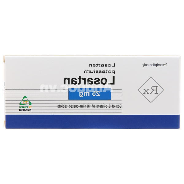 Losartan TV.Pharm 25mg trị tăng huyết áp (3 vỉ x 10 viên)