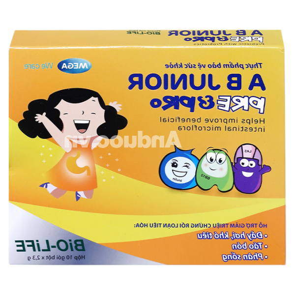 Bột A B Junior Pre & Pro bổ sung lợi khuẩn và chất xơ cho bé hộp 10 gói x 2.3g