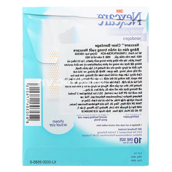 Băng cá nhân Nexcare trong suốt gói 10 miếng (19mm x 72mm)