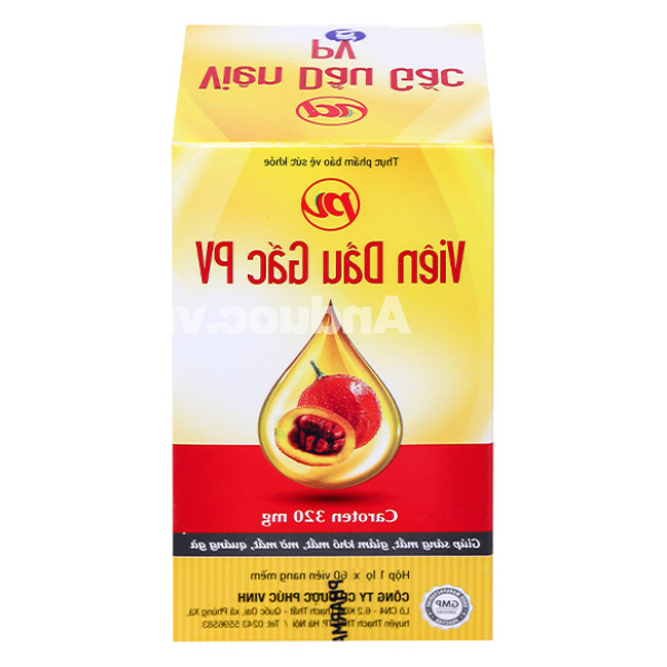 Viên dầu gấc PV giúp sáng mắt, giảm khô mắt chai 60 viên
