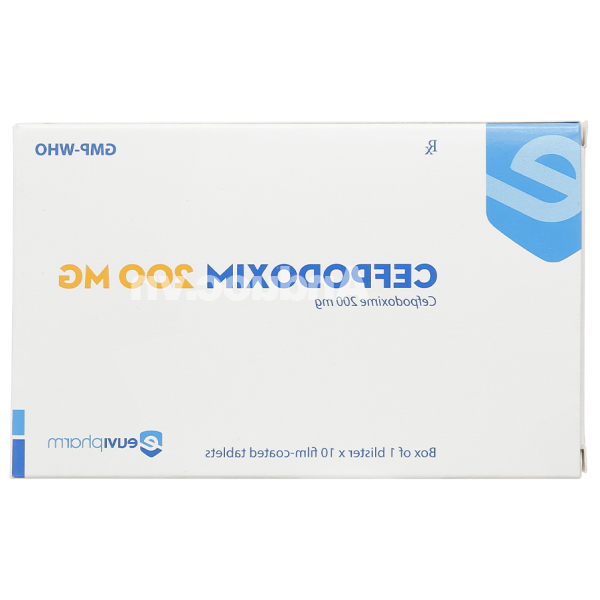 Cefpodoxim 200mg Euvipharm trị nhiễm khuẩn (1 vỉ x 10 viên)