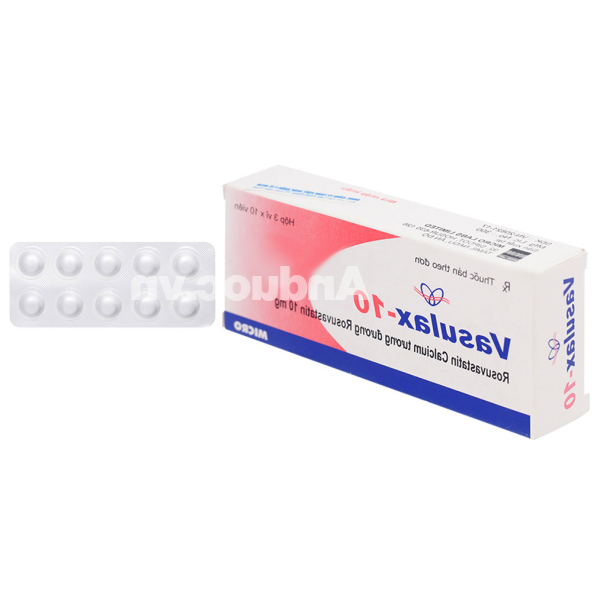 Vasulax-10 trị rối loạn mỡ máu (3 vỉ x 10 viên)