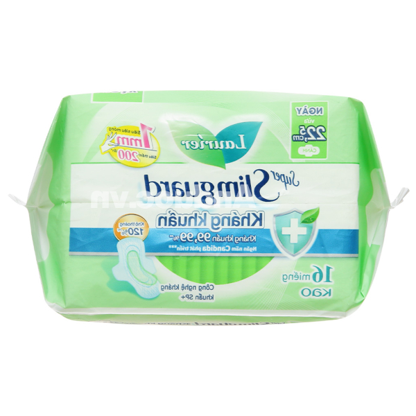 Băng vệ sinh Laurier Super Slimguard kháng khuẩn siêu siêu mỏng cánh gói 16 miếng