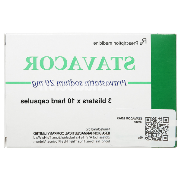 Stavacor 20mg trị tăng cholesterol máu, rối loạn mỡ máu hỗn hợp (3 vỉ x 10 viên)