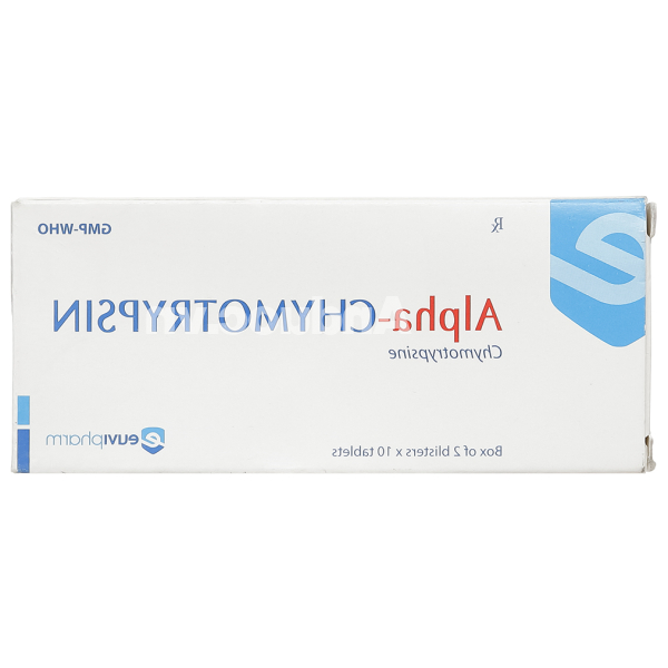 Alpha Chymotrypsin trị phù nề sau chấn thương, phẫu thuật, bỏng (2 vỉ x 10 viên)