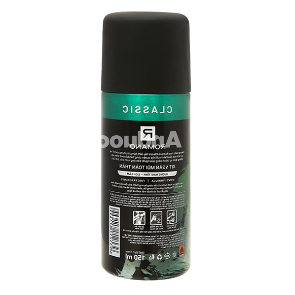 Xịt khử mùi Romano Classic ngăn mùi, kháng khuẩn chai 150ml