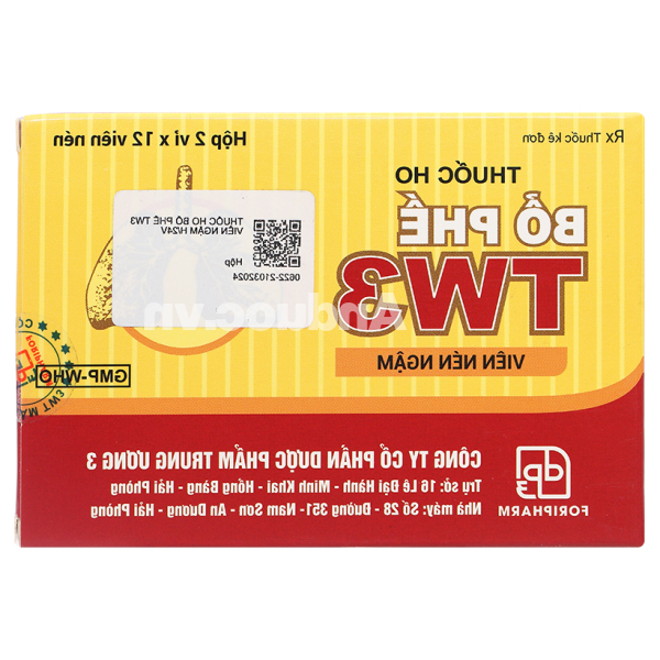 Viên ngậm Thuốc Ho Bổ Phế TW3 trị ho, viêm phế quản (2 vỉ x 12 viên)