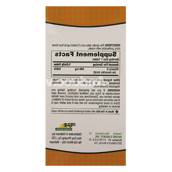 Nature's Bounty Vitamin C 500mg tăng đề kháng hộp 100 viên