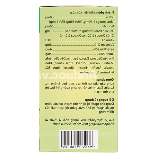 Dầu cá Cvin Omega 369 CoQ10 & Tảo xoắn tăng thị lực, tốt cho tim chai 60 viên