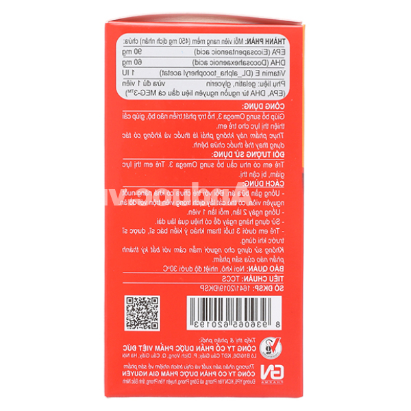 Dầu cá Omega 3 Kids phát triển não bộ, cải thiện thị lực lọ 60 viên