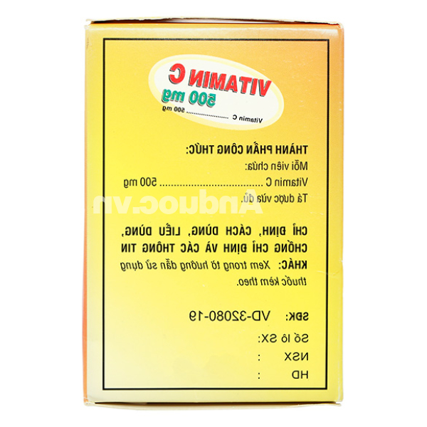 Vitamin C 500mg Phapharco phòng và trị thiếu hụt vitamin C (10 vỉ x 10 viên)