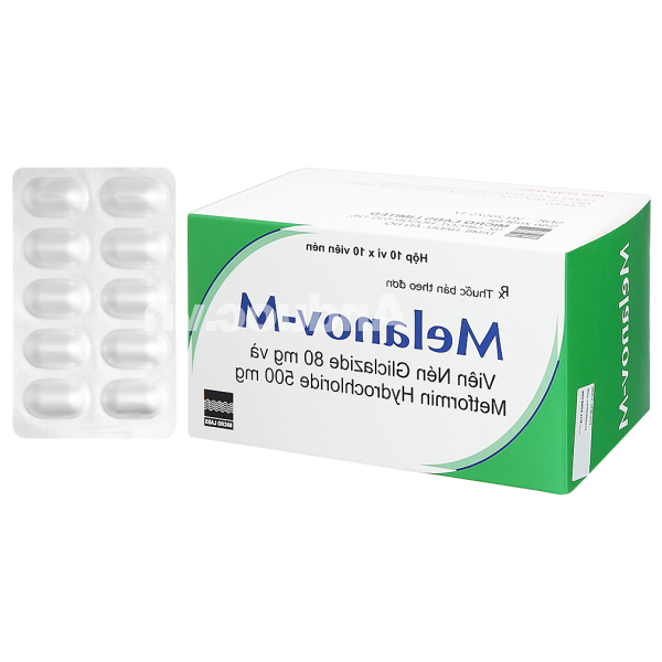 Melanov-M 80mg/500mg trị tiểu đường tuýp 2 không phụ thuộc insulin (10 vỉ x 10 viên)