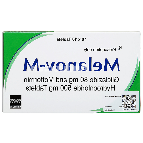 Melanov-M 80mg/500mg trị tiểu đường tuýp 2 không phụ thuộc insulin (10 vỉ x 10 viên)