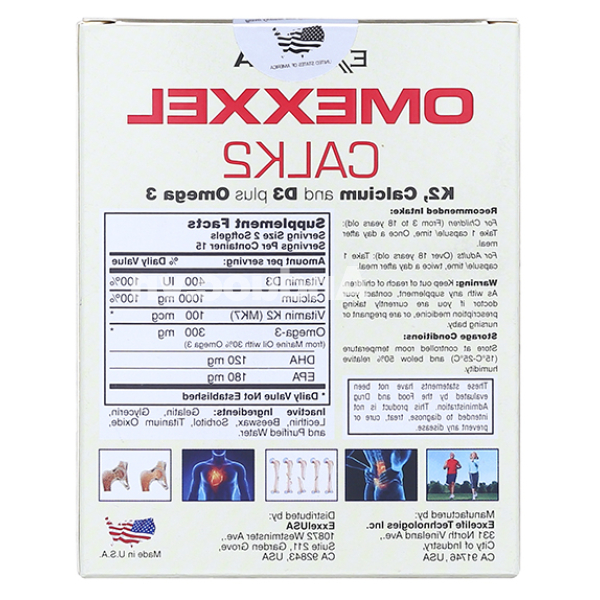 Omexxel CalK2 giúp xương, răng chắc khỏe hộp 30 viên