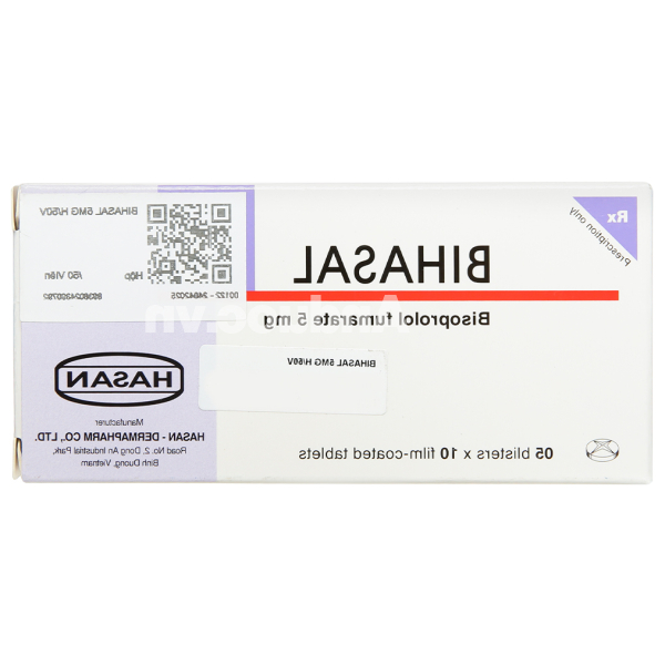 Bihasal 5 trị tăng huyết áp, đau thắt ngực (5 vỉ x 10 viên)