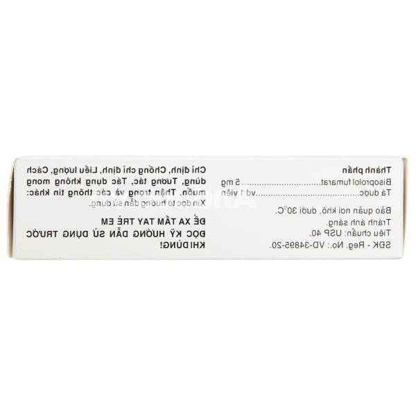 Bihasal 5 trị tăng huyết áp, đau thắt ngực (5 vỉ x 10 viên)