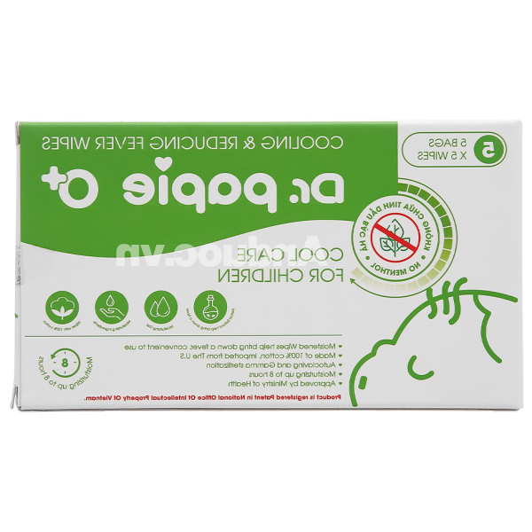 Khăn hạ sốt Dr.Papie 0+ cho bé (5 gói x 5 miếng)