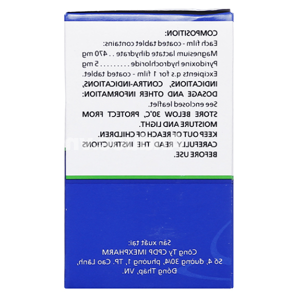 Magnesi - B6 Imexpharm trị thiếu magnesi riêng biệt hay kết hợp (10 vỉ x 10 viên)