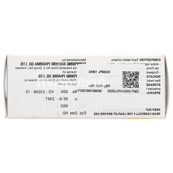 Dompil 10mg trị triệu chứng nôn và buồn nôn (10 vỉ x 10 viên)