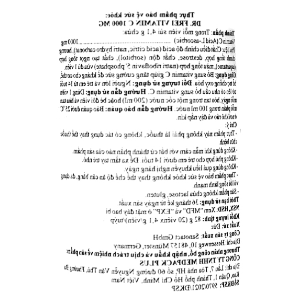 Viên sủi Dr. Frei Vitamin C 1000mg hỗ trợ tăng đề kháng tuýp 20 viên