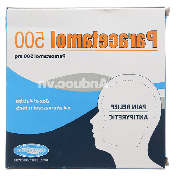 Viên sủi Paracetamol 500 SaVipharm 500mg giảm đau, hạ sốt (4 vỉ x 4 viên)