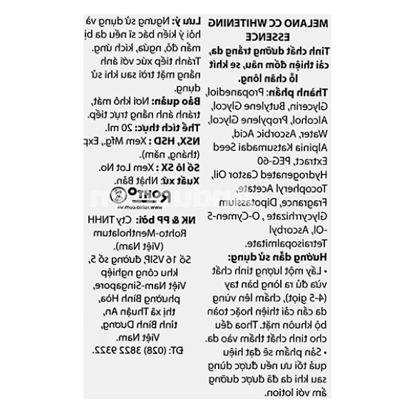 Tinh chất Melano CC Whitening Essence dưỡng trắng da, làm mờ sẹo tuýp 20g