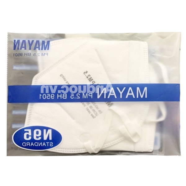 Khẩu trang y tế Mayan N95 PM 2.5 BH 9501 4 lớp màu trắng gói 2 cái