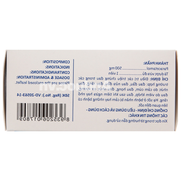 Hapacol Blue 500mg giảm đau, hạ sốt (10 vỉ x 10 viên)
