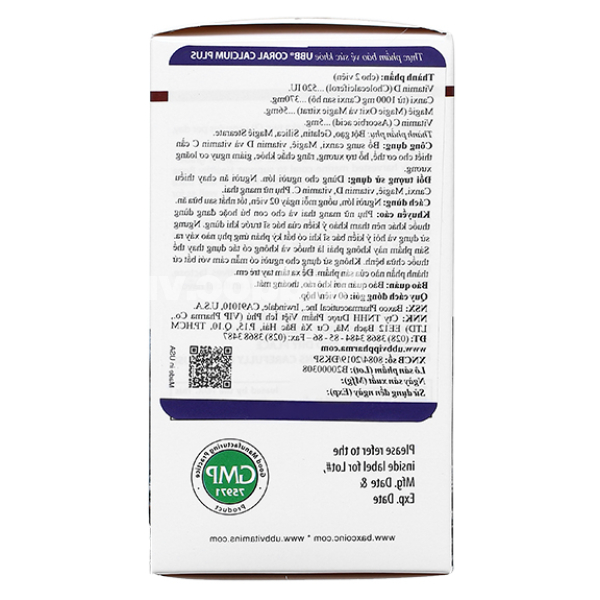 UBB Coral Calcium Plus bổ sung canxi, ngừa loãng xương chai 60 viên