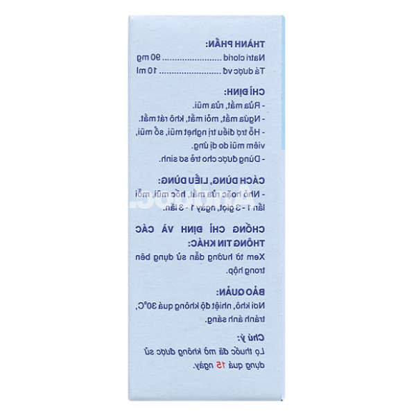 Dung dịch nhỏ mắt Natri Clorid Bidiphar 0.9% vệ sinh mắt, mũi lọ 10ml