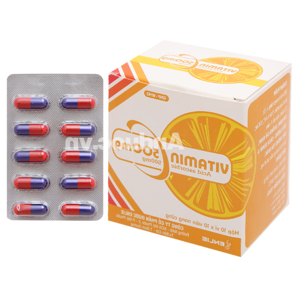 Vitamin C Enlie 500mg trị bệnh do thiếu hụt vitamin C (10 vỉ x 10 viên)