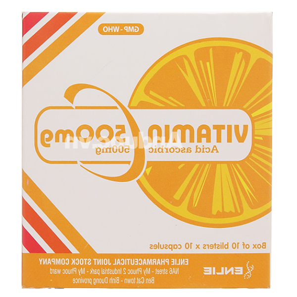 Vitamin C Enlie 500mg trị bệnh do thiếu hụt vitamin C (10 vỉ x 10 viên)