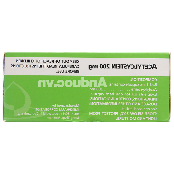 Acetylcystein Imexpharm 200mg hỗ trợ trị bệnh lý hô hấp có đờm (10 vỉ x 10 viên)