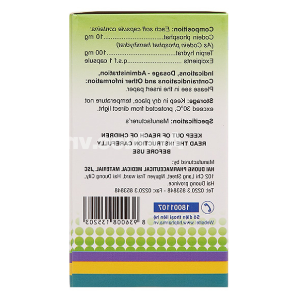 Terpin - Codein HD trị ho khan, ho do kích ứng (10 vỉ x 10 viên)