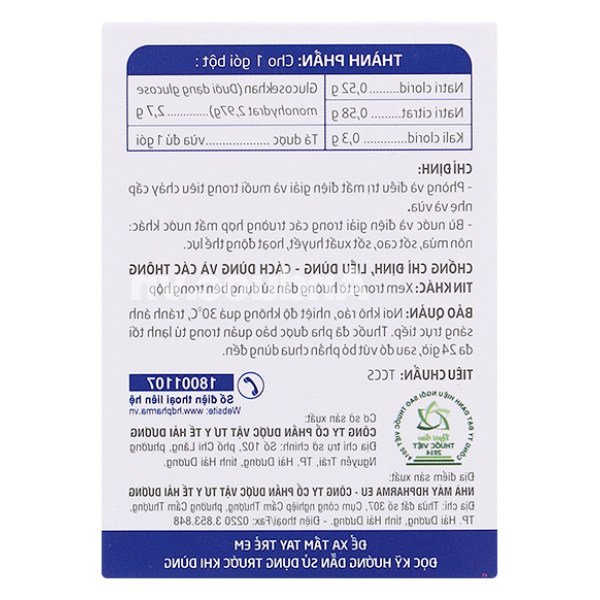 Thuốc bột Oresol HD Pharma bù nước và điện giải (20 gói x 4.41g)