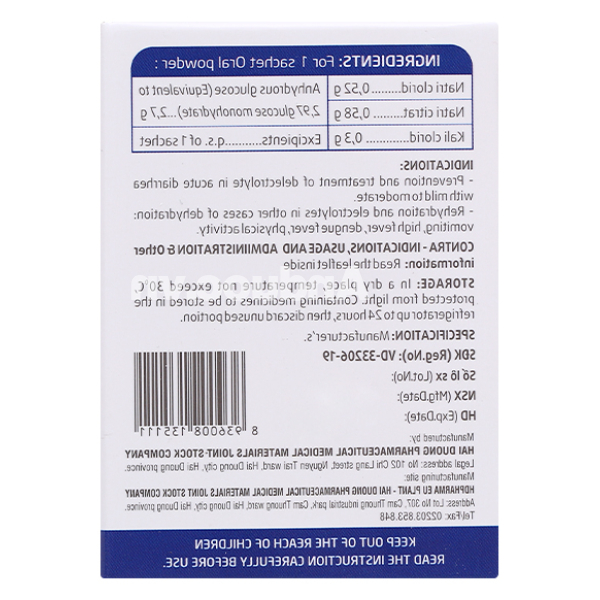 Thuốc bột Oresol HD Pharma bù nước và điện giải (20 gói x 4.41g)